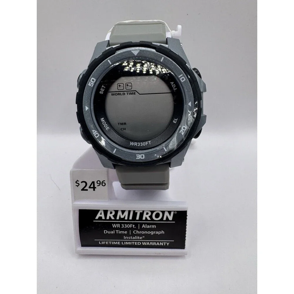 Armitron Men's Sport Digital Chronograph Resin Strap Watch Grey 40/8490 New